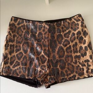Leopard Sequin High Waist Shorts